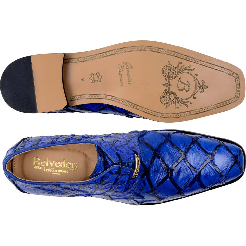 Belvedere Renzo Royal Blue Men’s Genuine Pirarucu Dress Shoes