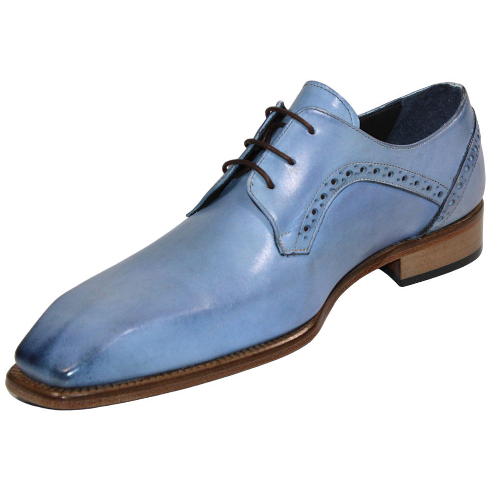 Duca Spada Men's Light Blue Calf-Skin Leather Oxfords Shoes