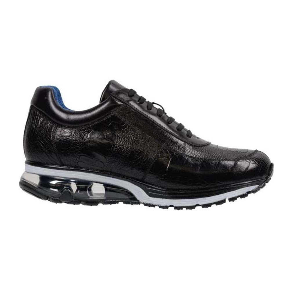 Belvedere Todd Men's Black Genuine Ostrich & Soft Calf Sneaker