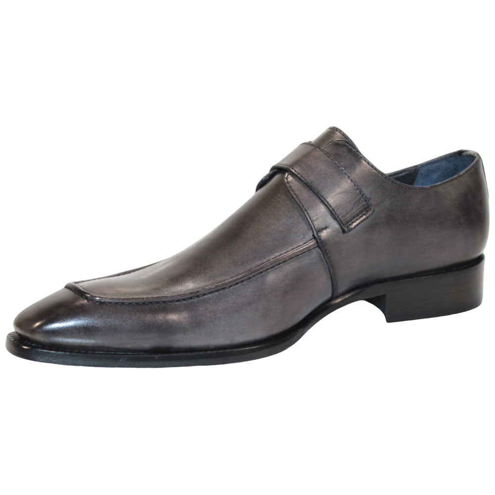 Duca Garda Men's Grey Calf-Skin Leather Monkstrap Oxfords Shoes