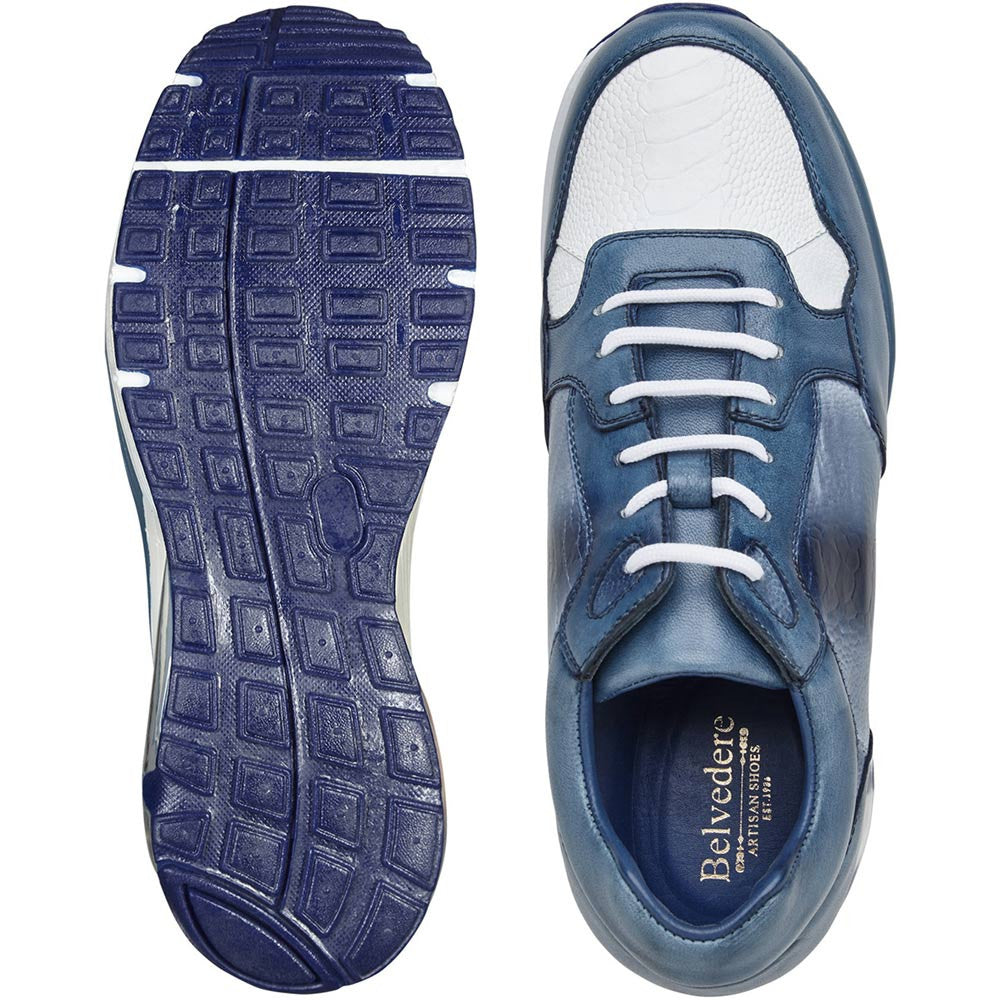 Belvedere Gino Men’s Genuine Ostrich & Soft Italian Calf Leather Sneakers
