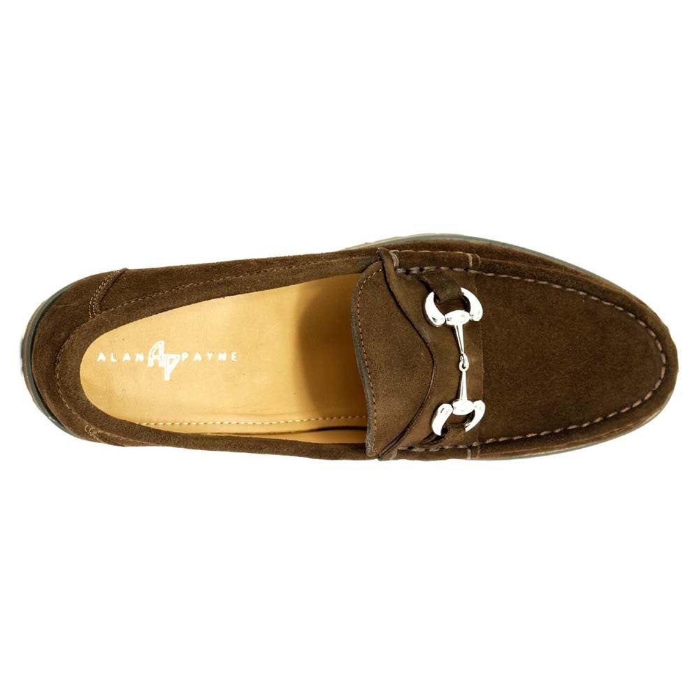 Alan Payne Wharton Brown Water-Repellent Suede Bit Loafer - Mini Lug Sole