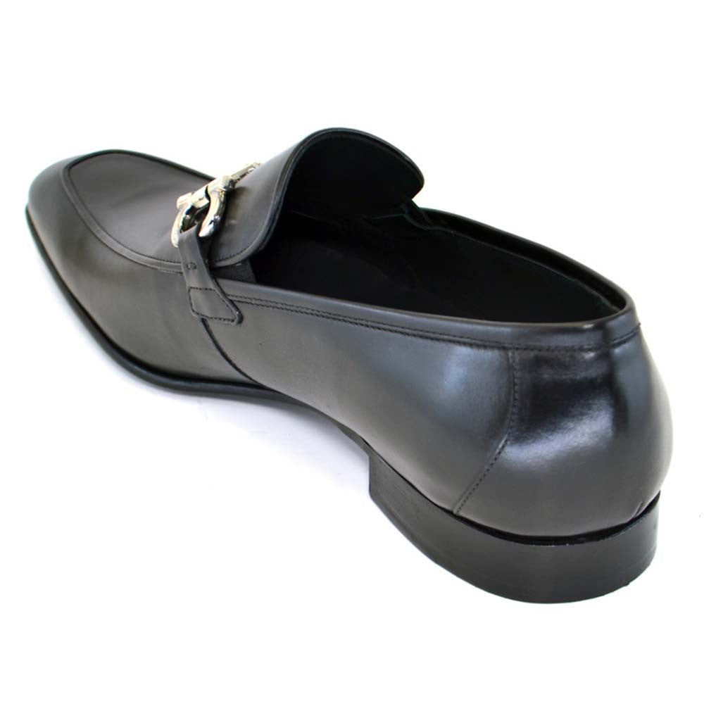 Corrente Black Genuine Leather Bit Buckle Men’s Loafers