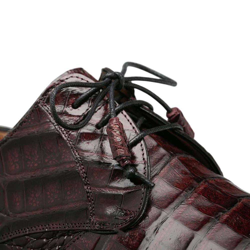 Mezlan Men's Cratos Genuine Crocodile Burgundy Derby Shoes