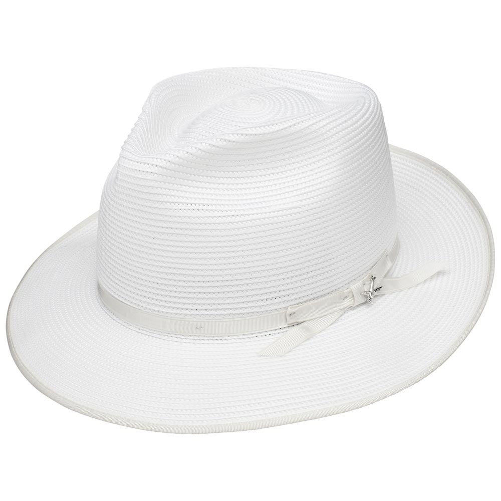 Stetson Stratoliner White Florentine Milan Firm Finish Straw Hat