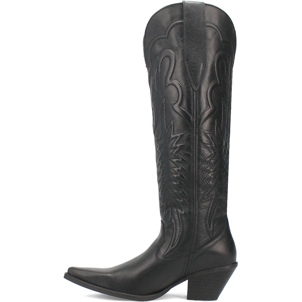 Dingo Raisin Kane Black Embossed Zipper and Snip Toe Leather Boots