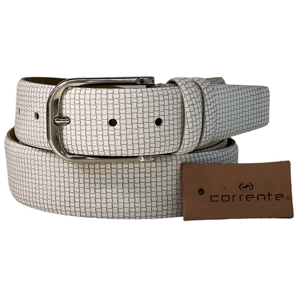 Corrente White Italian Leather Belt