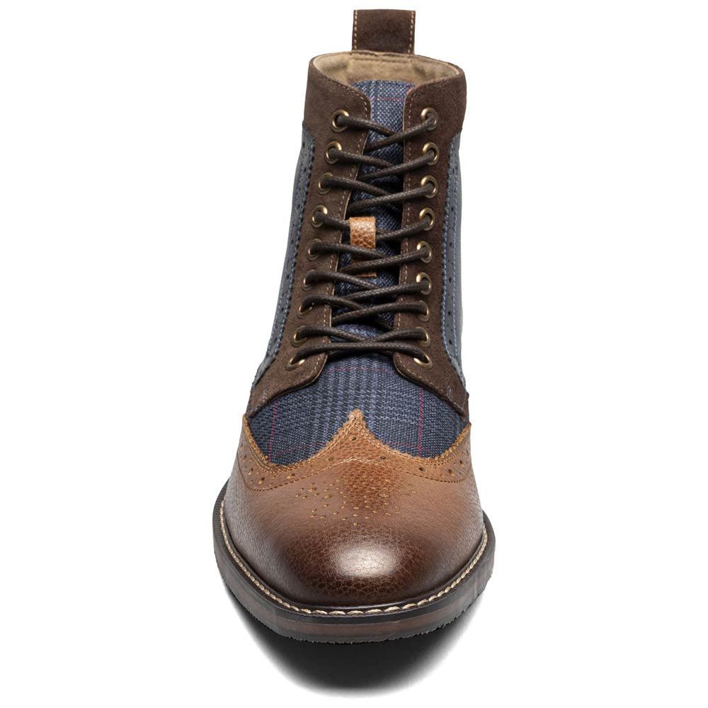 Finnegan Wingtip Lace Up Casual | Stacy Adams Casual Shoes in Cognac & Navy Multi for Men
