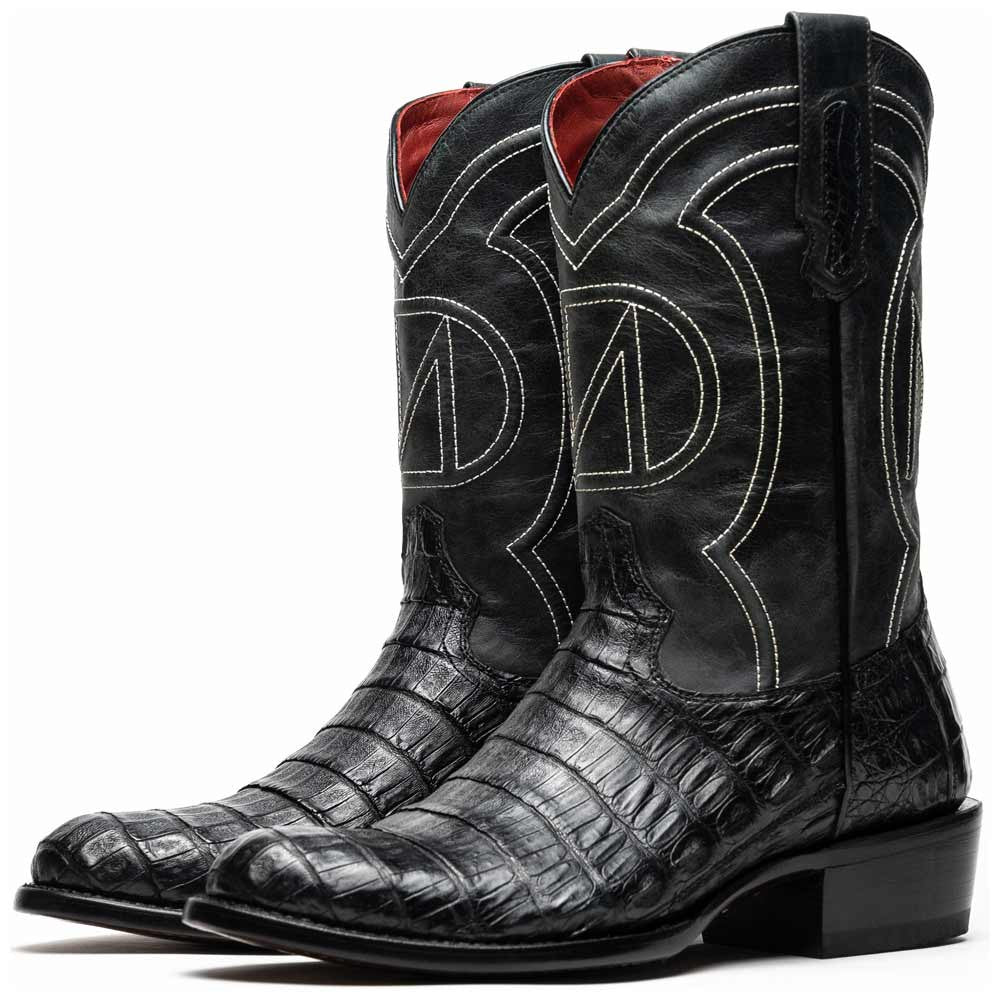 Phoenix Genuine Caiman Belly Skin Black Cowboy Boot | Marco Di Milano Western Boots