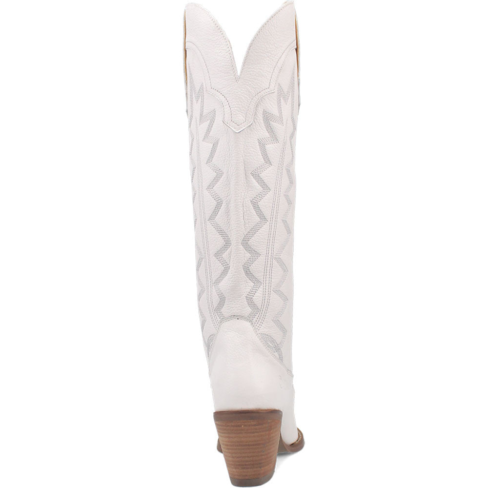 Dingo High Cotton White Leather Western Boots for Women