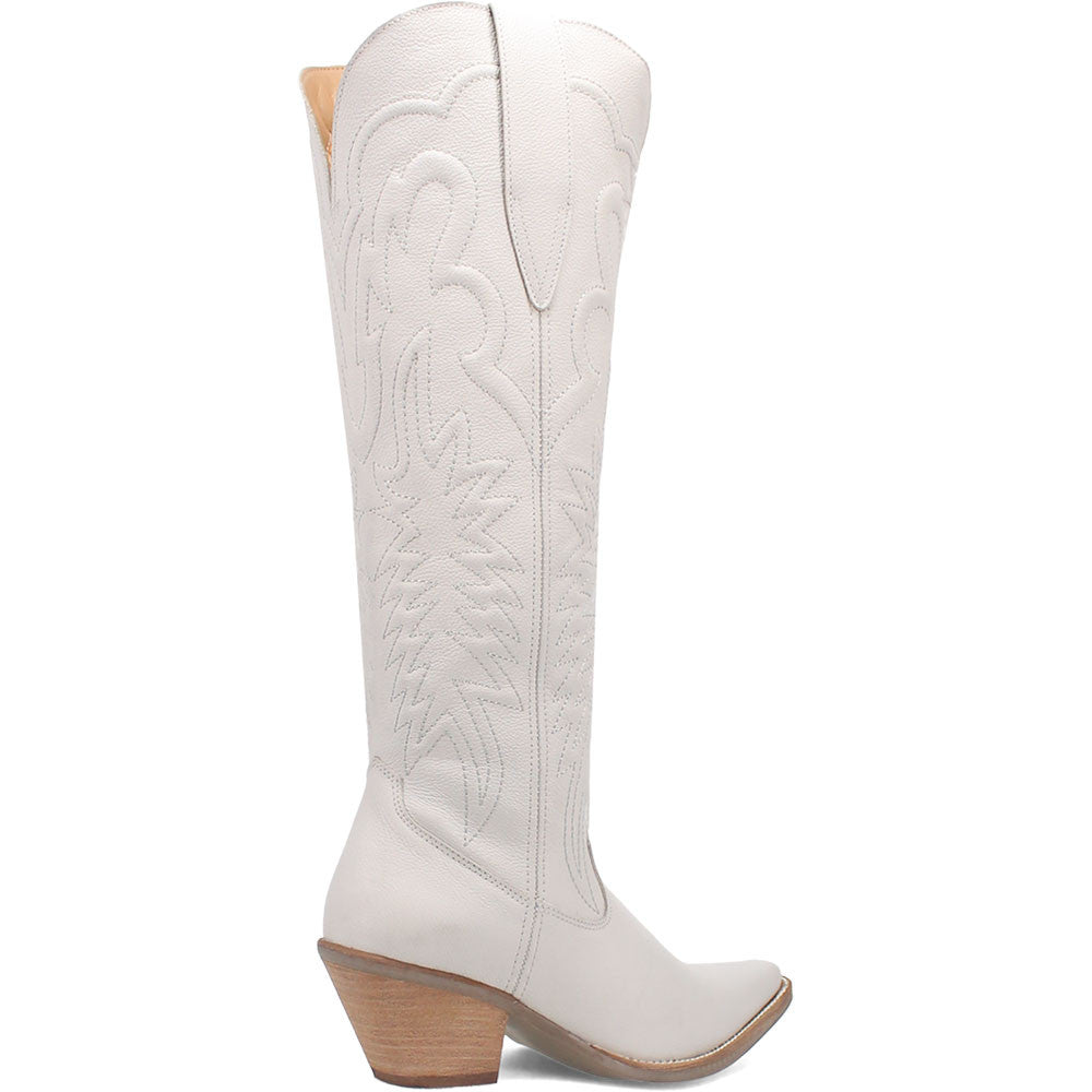 Dingo Raisin Kane White Embossed Zipper and Snip Toe Leather Boots