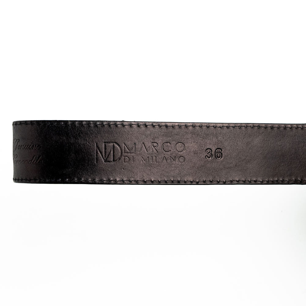 Montana Genuine Caiman Crocodile Skin Belt in Black with Antique Western Buckle | Marco Di Milano Exotic Belt