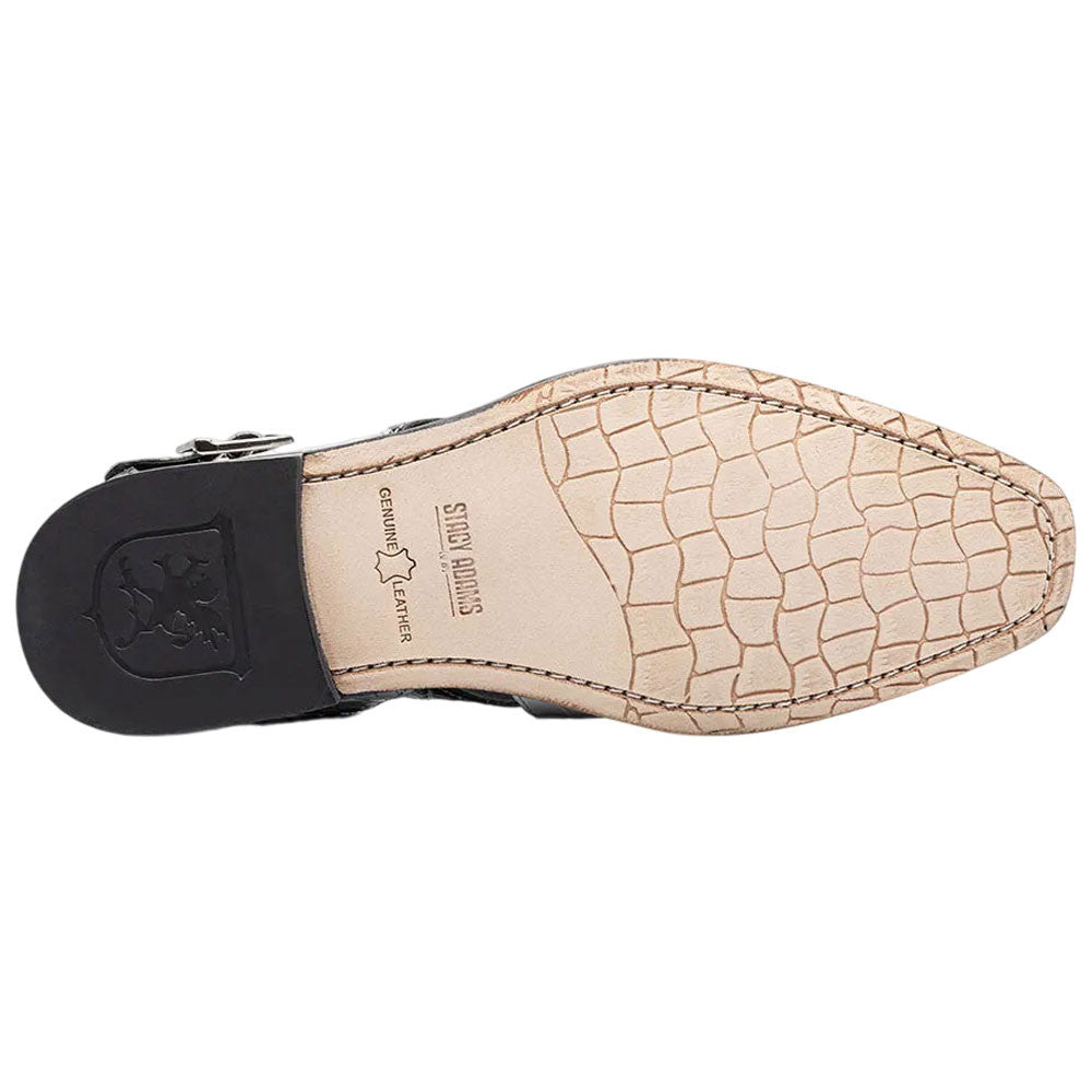 Stacy Adams Calandro Croco & Lizard Print Black w/White City Sandal for Men