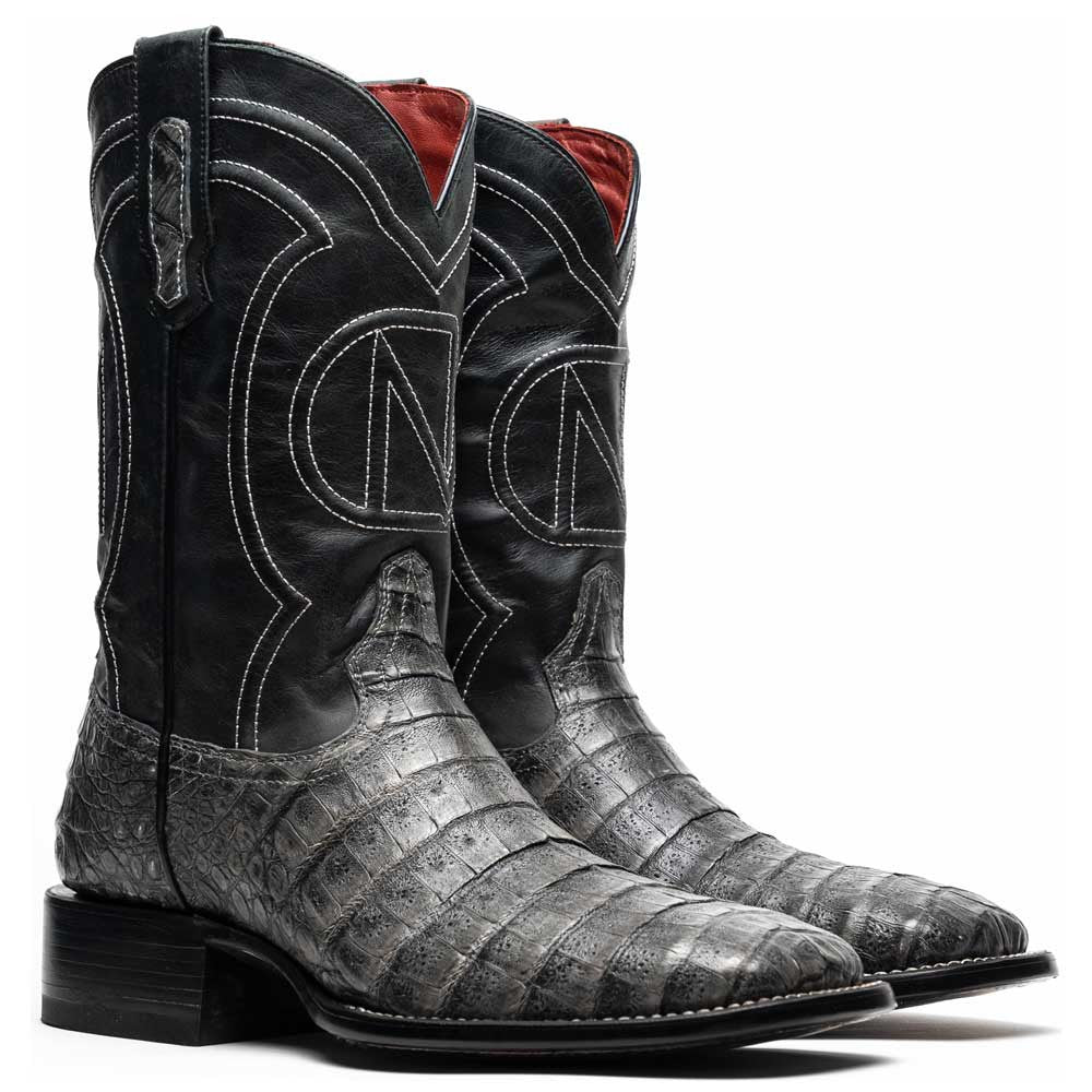 Tucson Genuine Caiman Belly Skin Stone Gray Cowboy Boot | Marco Di Milano Western Boots