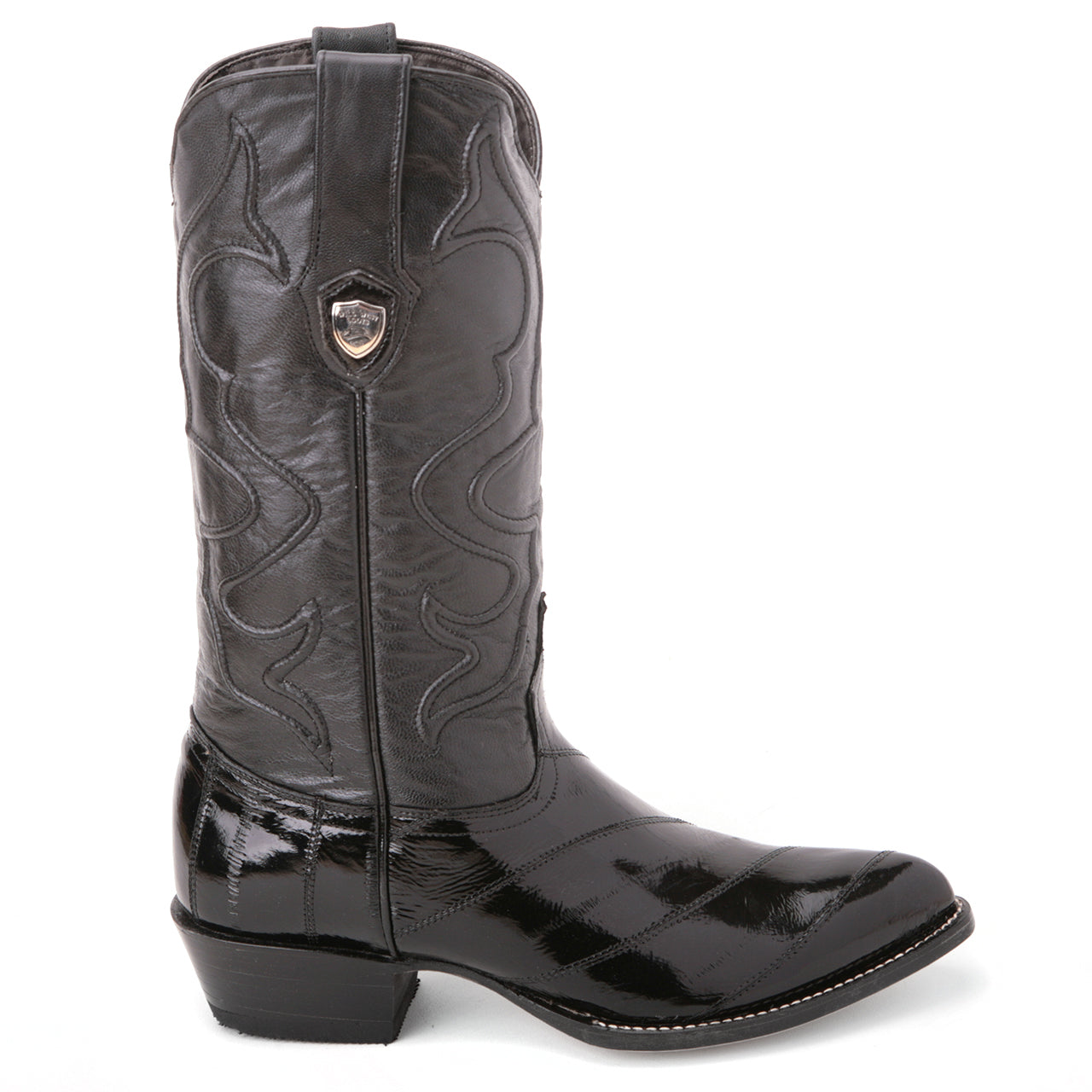 Wild West Black Genuine Eel Skin Boots