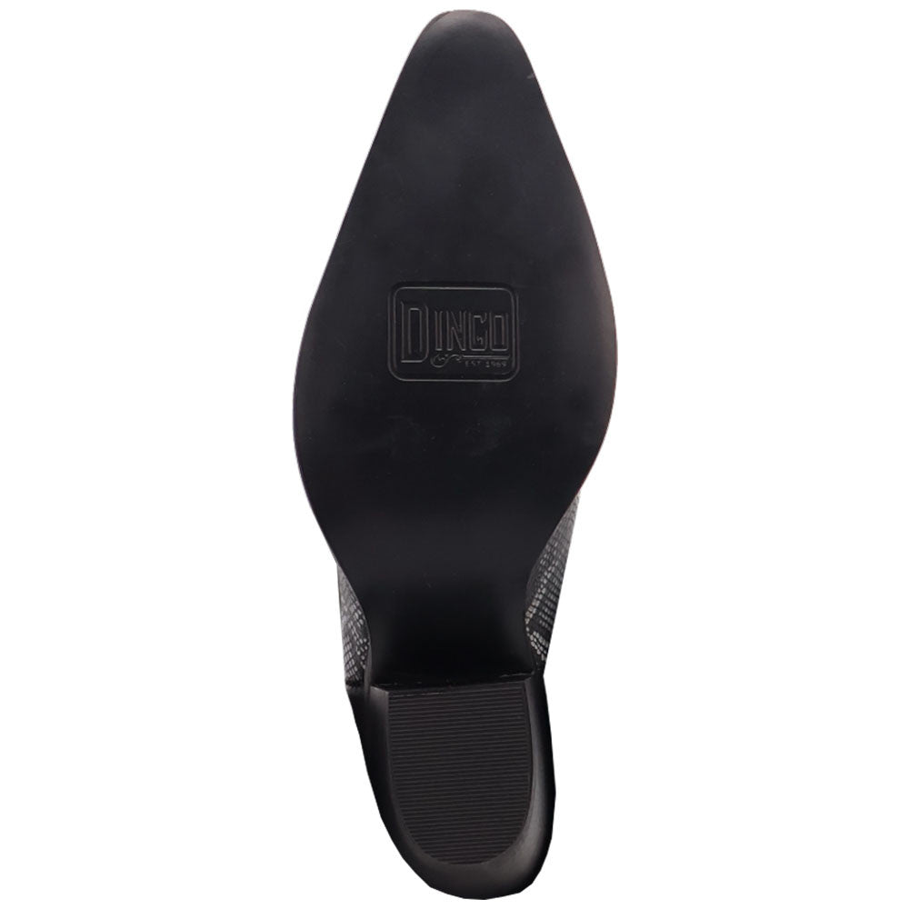 Shabby Black Leather Denim Fold-Over Animal Print Snip Toe Women Boot | Dingo