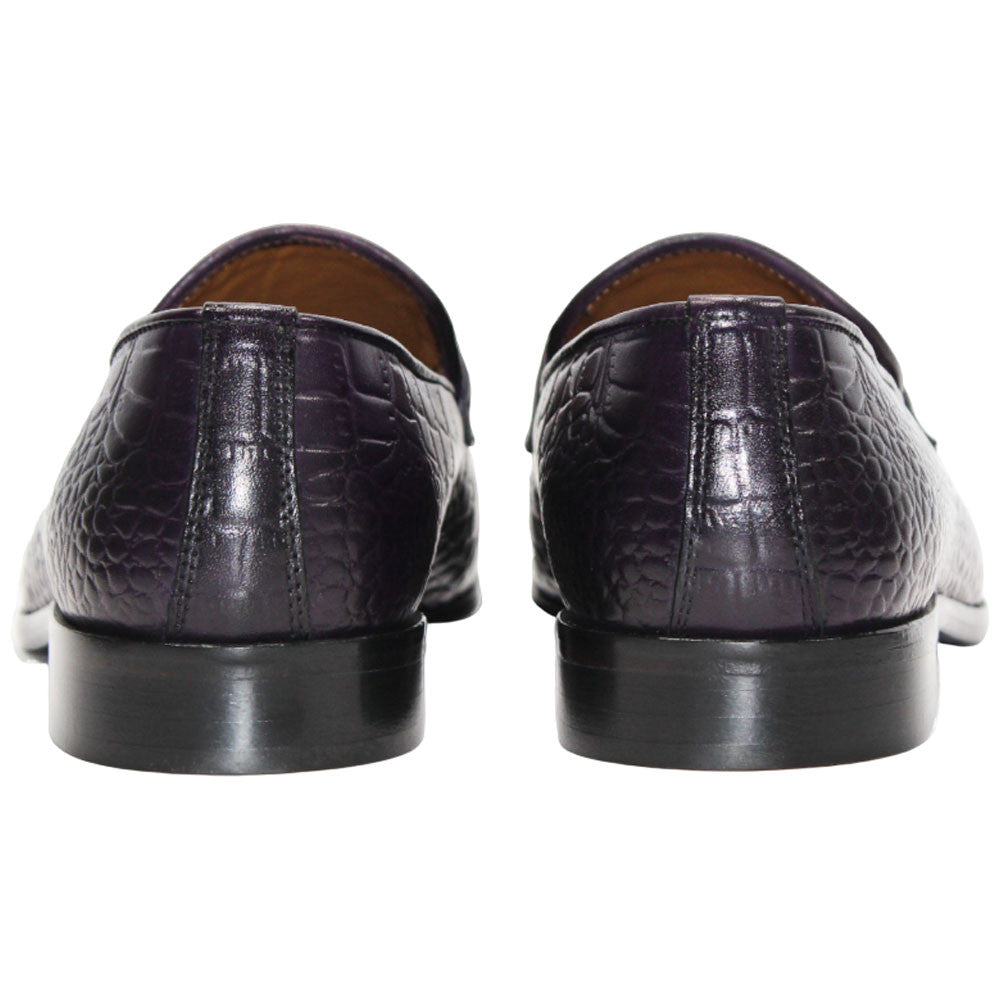 Vasto Purple Calfskin Leather Slip On | Duca Dress Loafers for Men