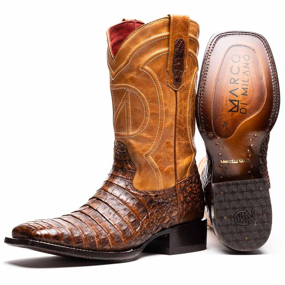 Tucson Genuine Caiman Belly Skin Aged Maple Cowboy Boot | Marco Di Milano Western Boots