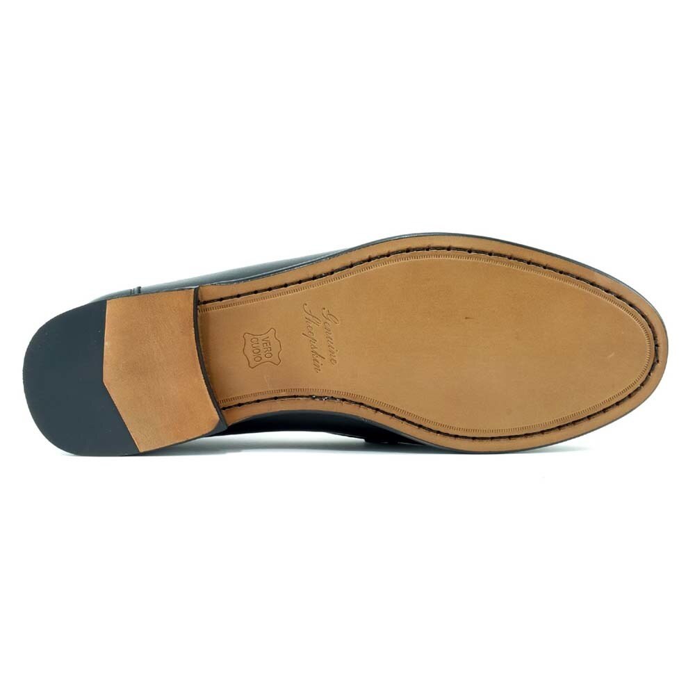 Alan Payne Snaffle Black Hand-Sewn Sheepskin Moc-Toe Bit Loafer