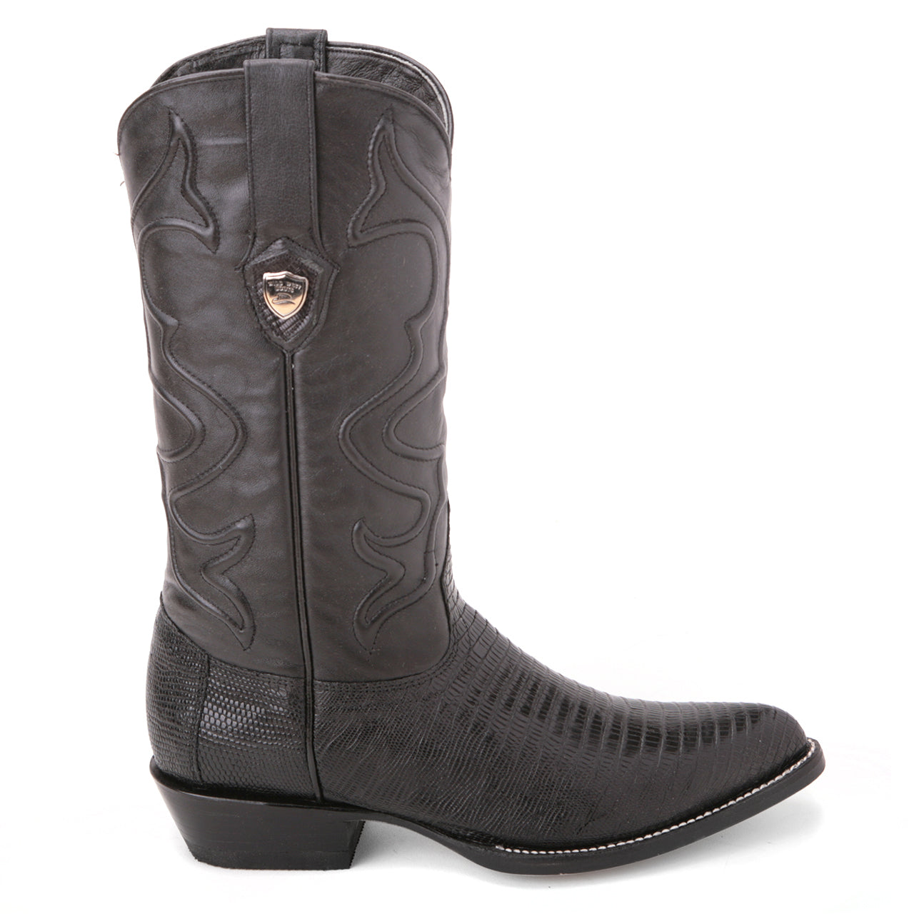 Wild West Black Genuine Teju Lizard Skin Boots
