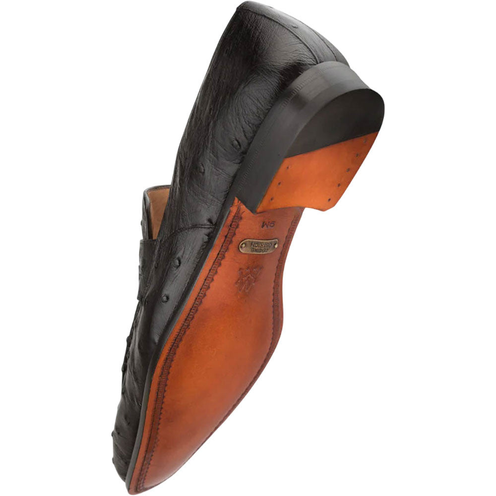 Mezlan Men's Lisbon Ostrich Slip-On Penny Loafer in Black