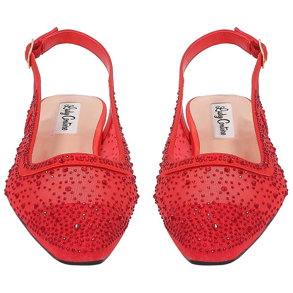 Lady Couture Kara 0.75” Block Heel Flats in Red