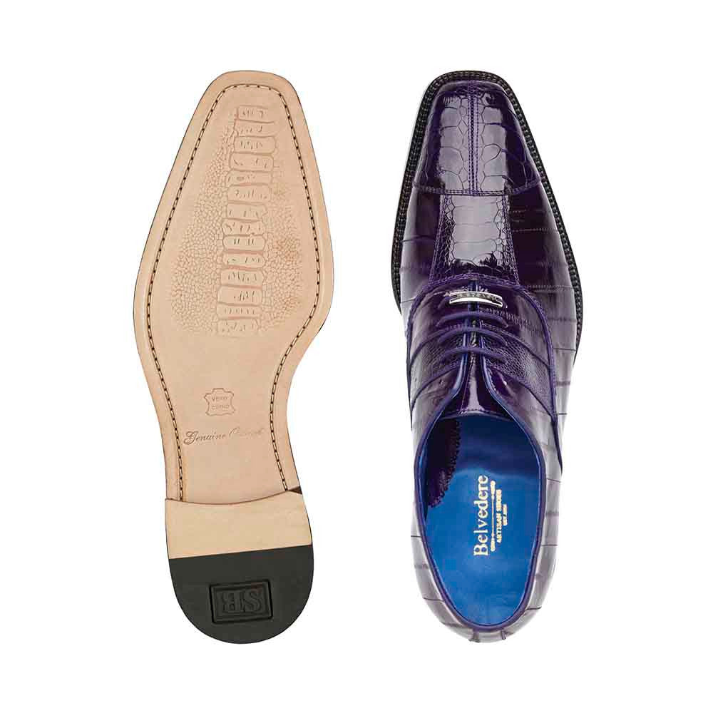 Belvedere Mare Men's Purple Genuine Ostrich Skin Lace Ups