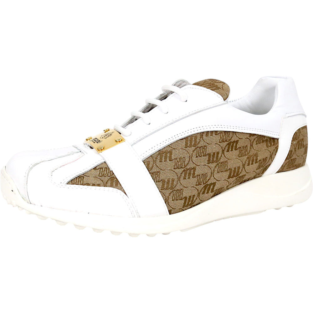 Mauri Kingsman Men's White / Beige Exotic Crocodile / Fabric / Nappa / Patent Leather Casual Sneaker