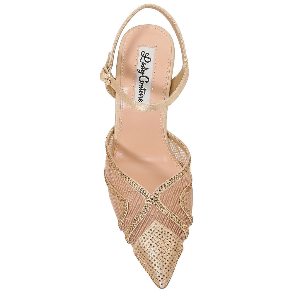 Lady Couture Gala 3.5” Sculpted Heel Pumps in Gold