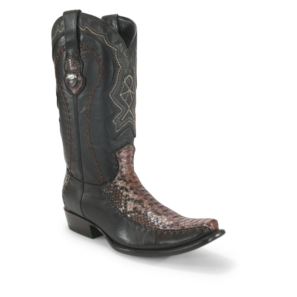 Wild West Rustic Brown Python & Deer Dubai Toe Boots