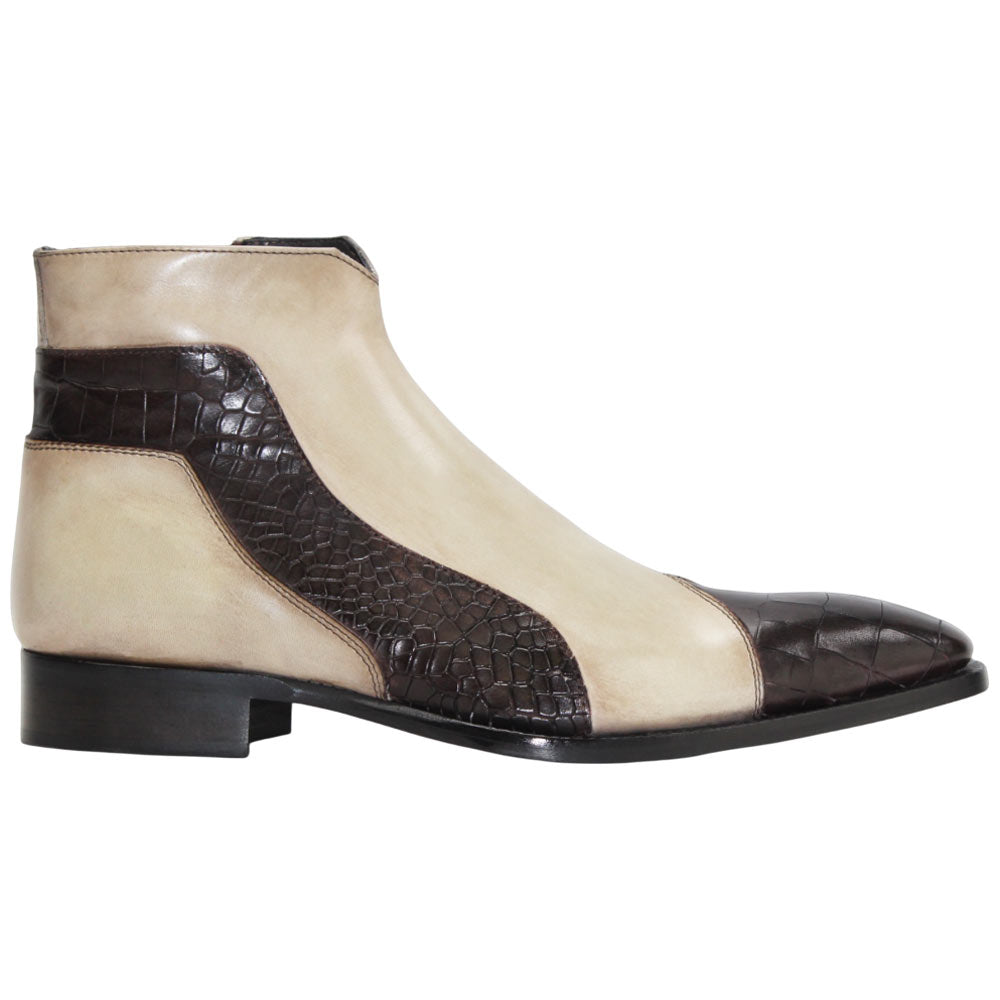 Duca Aprilia Men's Chocolate/Beige Calf-Skin Leather Boots