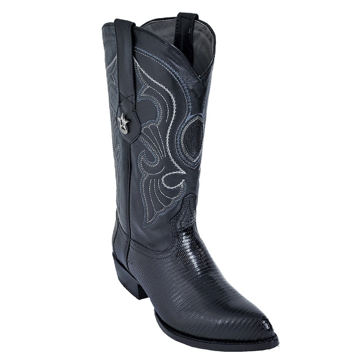 Los Altos Black J-Toe Genuine Teju Lizard