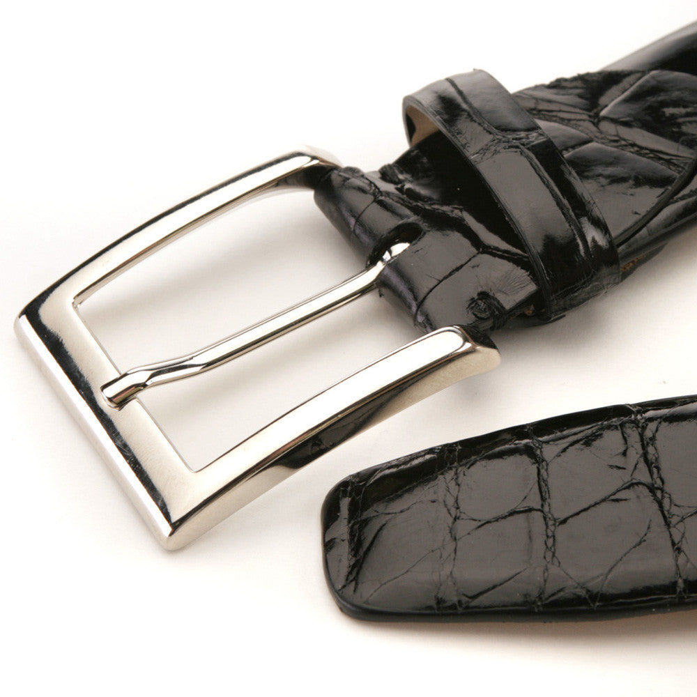 Fennix Black Genuine Body Alligator Dress Belt