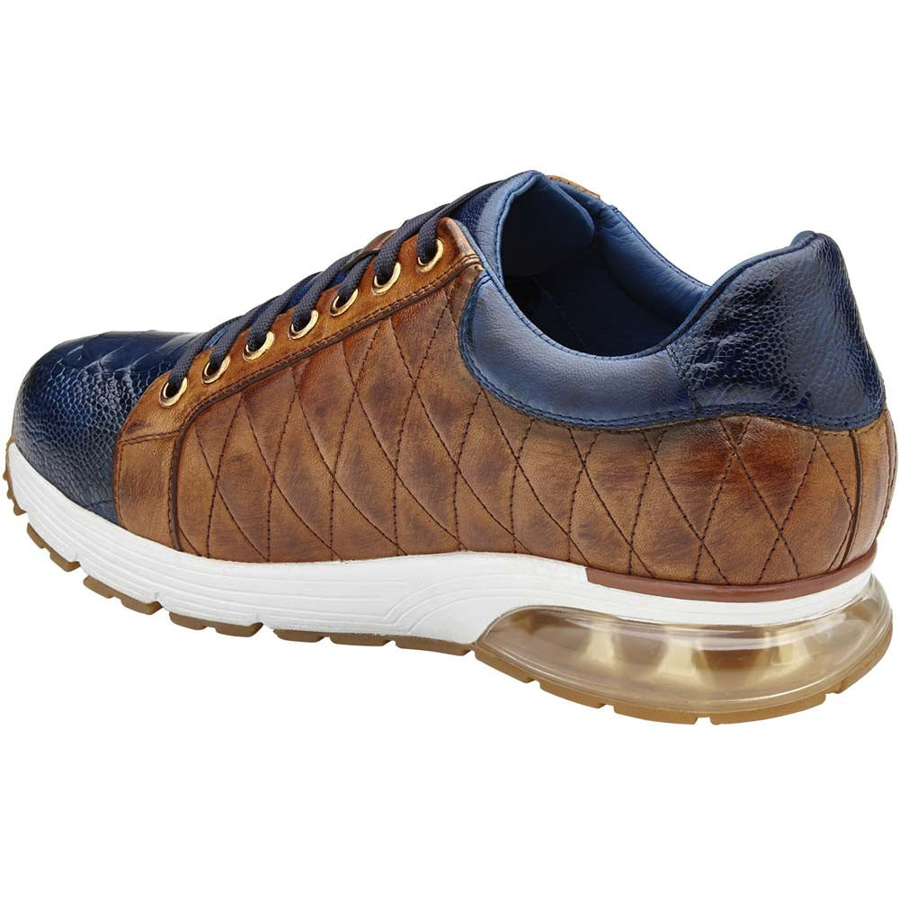 Belvedere Sacco Men’s Genuine Ostrich & Quilted Calf Skin Sneakers