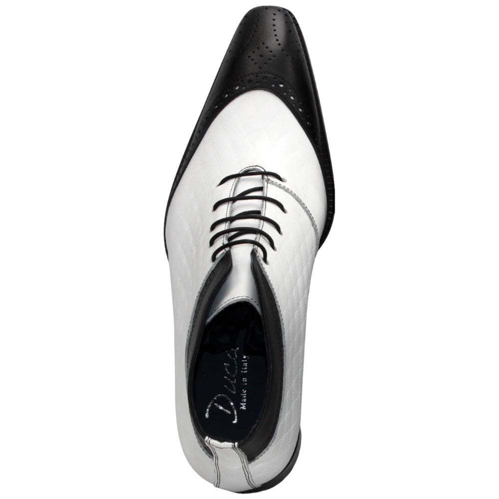 Lauro Black w/White Calfskin Leather Boot | Duca Dress Boots for Men