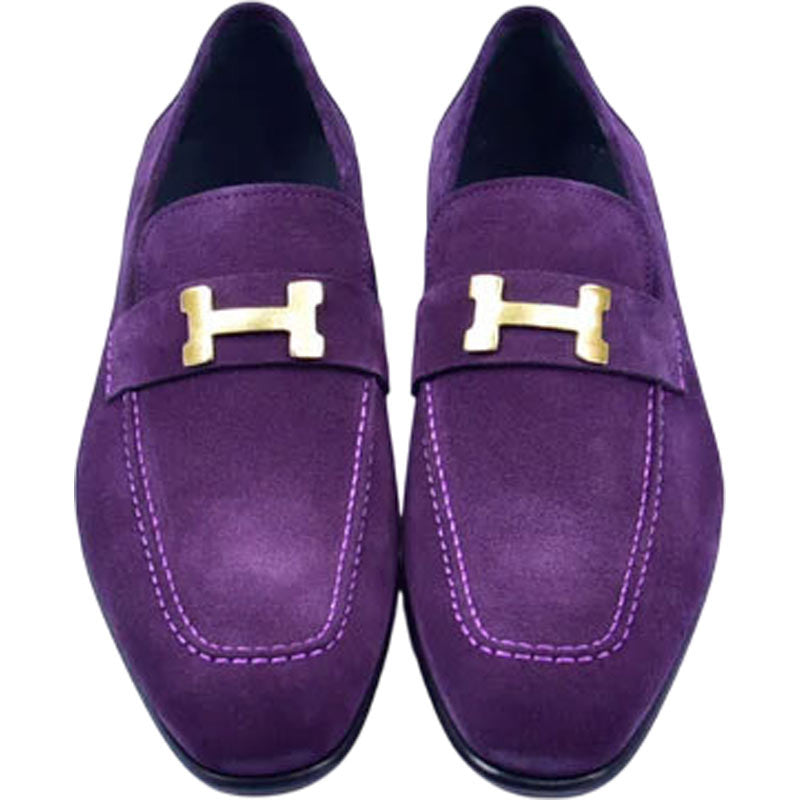 Corrente Purple Suede Loafers for Men