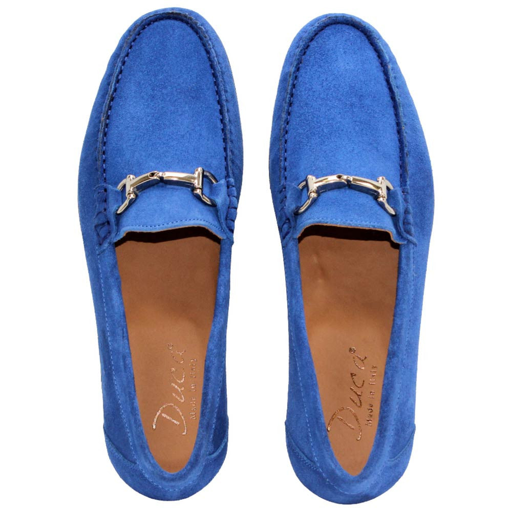 Termoli Ocean Blue Suede Leather Slip On | Duca Dress Loafers for Men