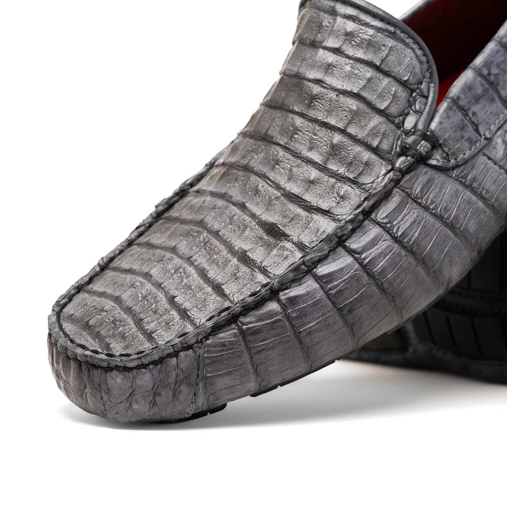 Marco Di Milano Remo Gray Caiman Driving Slip-On Loafers