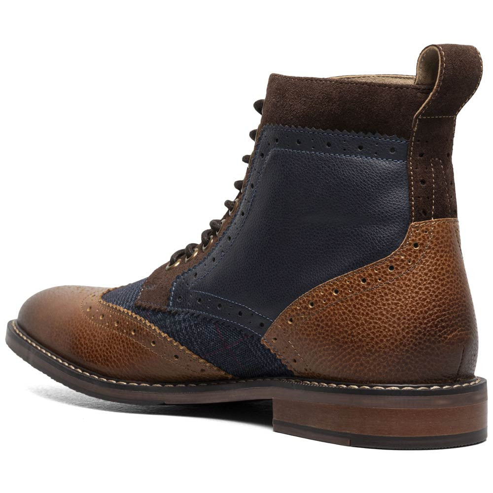 Finnegan Wingtip Lace Up Casual | Stacy Adams Casual Shoes in Cognac & Navy Multi for Men