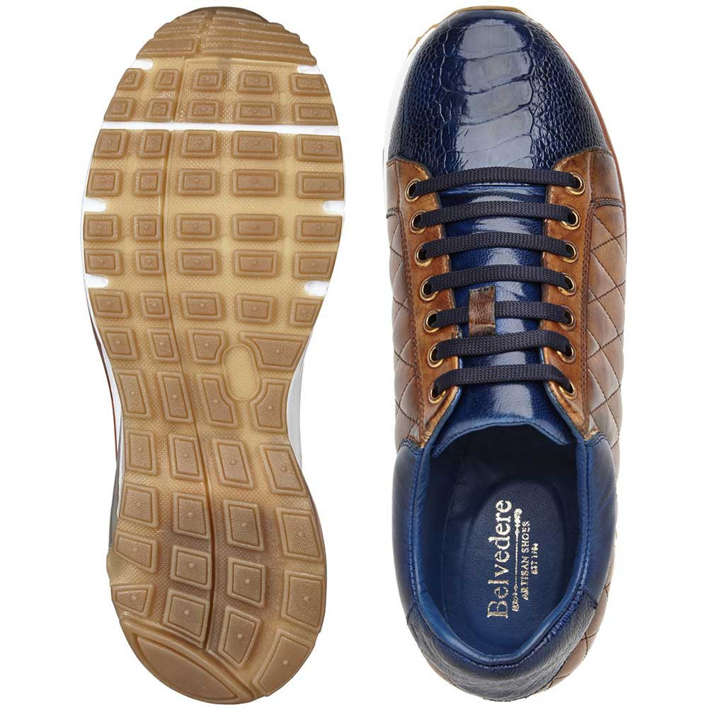 Belvedere Sacco Men’s Genuine Ostrich & Quilted Calf Skin Sneakers