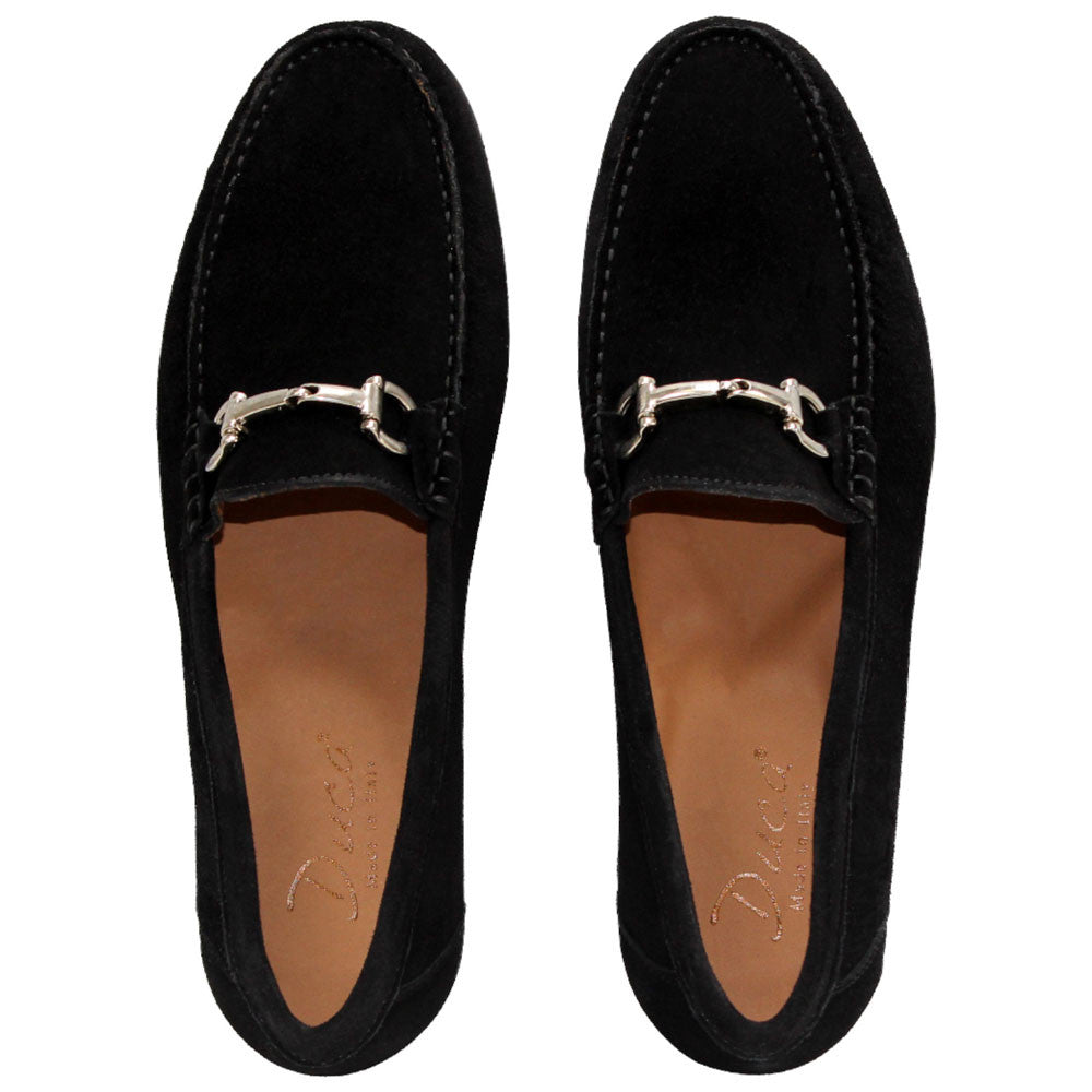Termoli Black Suede Leather Slip On | Duca Dress Loafers for Men