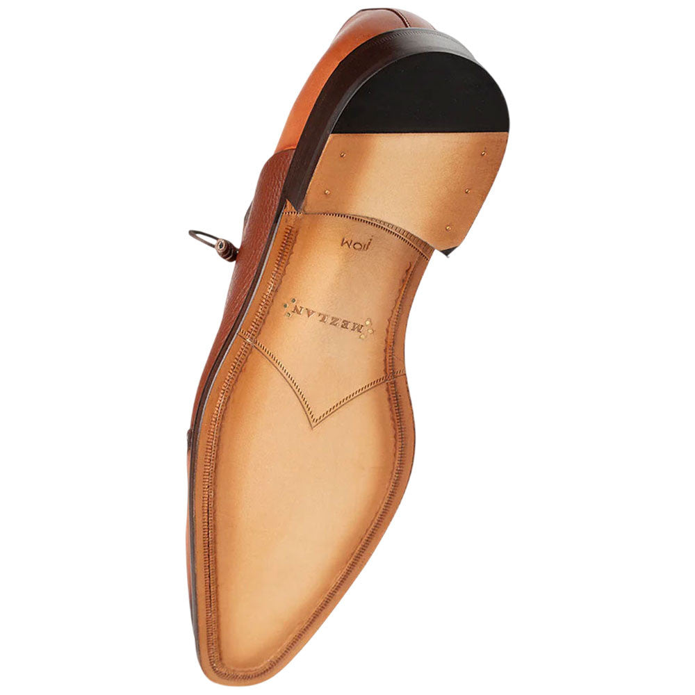 Mezlan Nord Cognac Burnished Calfskin Wing Tip Oxford Brogue Dress Shoe