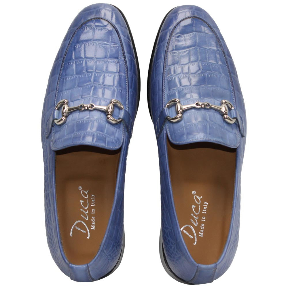 Vasto Light Blue Calfskin Leather Slip On | Duca Dress Loafers for Men