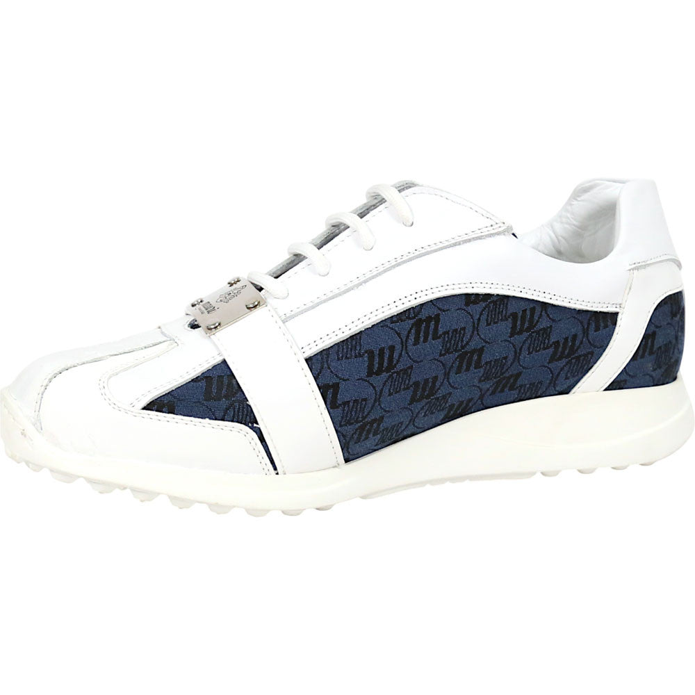 Mauri Kingsman Men's White / Blue Exotic Crocodile / Calfskin Leather Casual Sneaker
