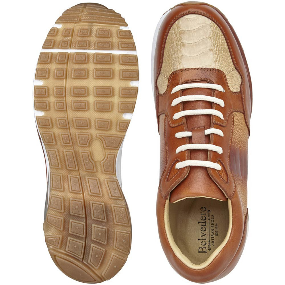 Belvedere Gino Men’s Genuine Ostrich & Soft Italian Calf Leather Sneakers
