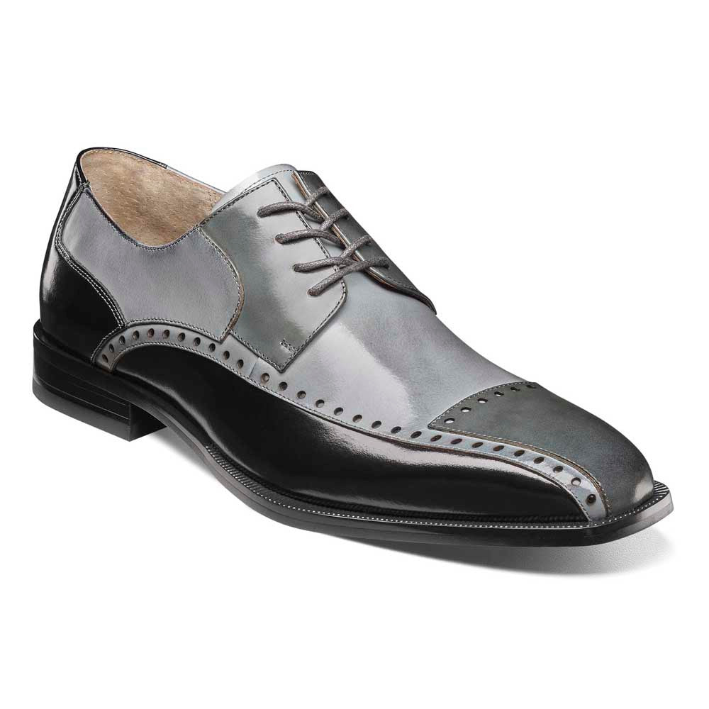 Stacy Adams PLAZA Black/Gray Modified Cap Toe Oxford Shoes