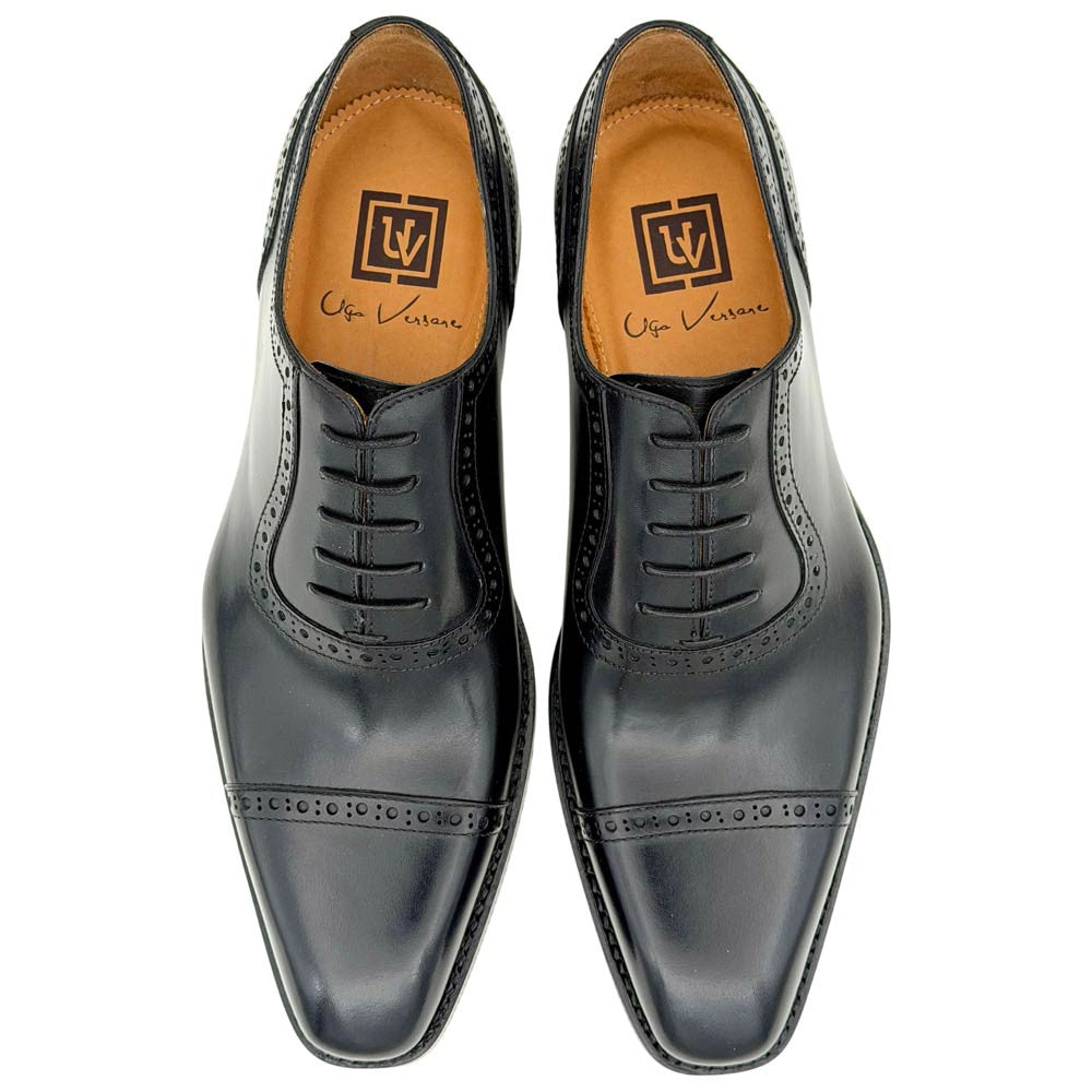 UGo Vasare Men’s Ethan Black Cap Toe Genuine Leather Dress Shoes