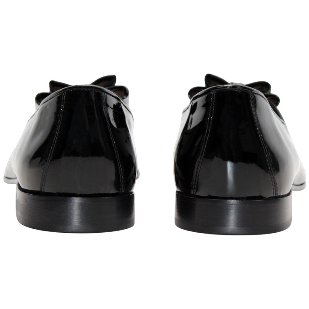 Maratea Black Patent Leather/Velvet/Crystal Slip On Loafers | Duca Dress Shoes for Men