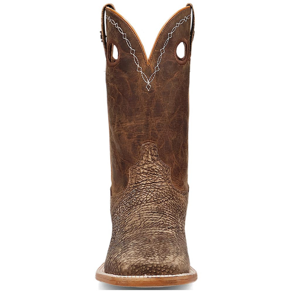 Dan Post Murray Brown Bison Skin Square Toe Western Cowboy Boots (US Men Size)