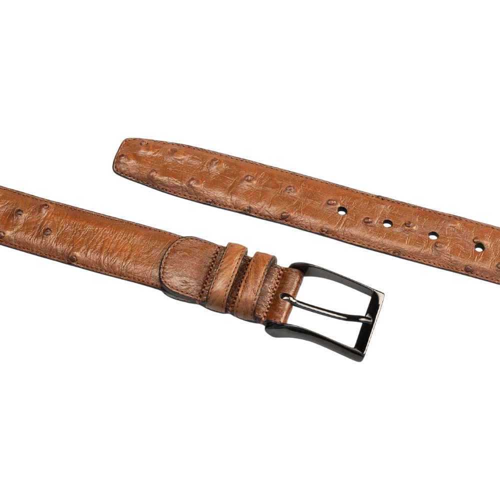 Mezlan Men's Genuine Ostrich Belt in Brandy